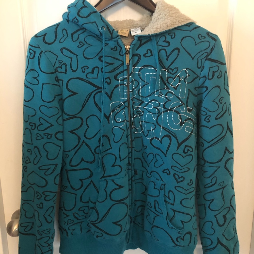 Billabong turquoise fleece lined sweatshirt